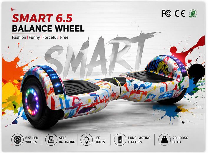 Self-Balancing Hoverboard with LED Lights & Bluetooth Speaker (White)
