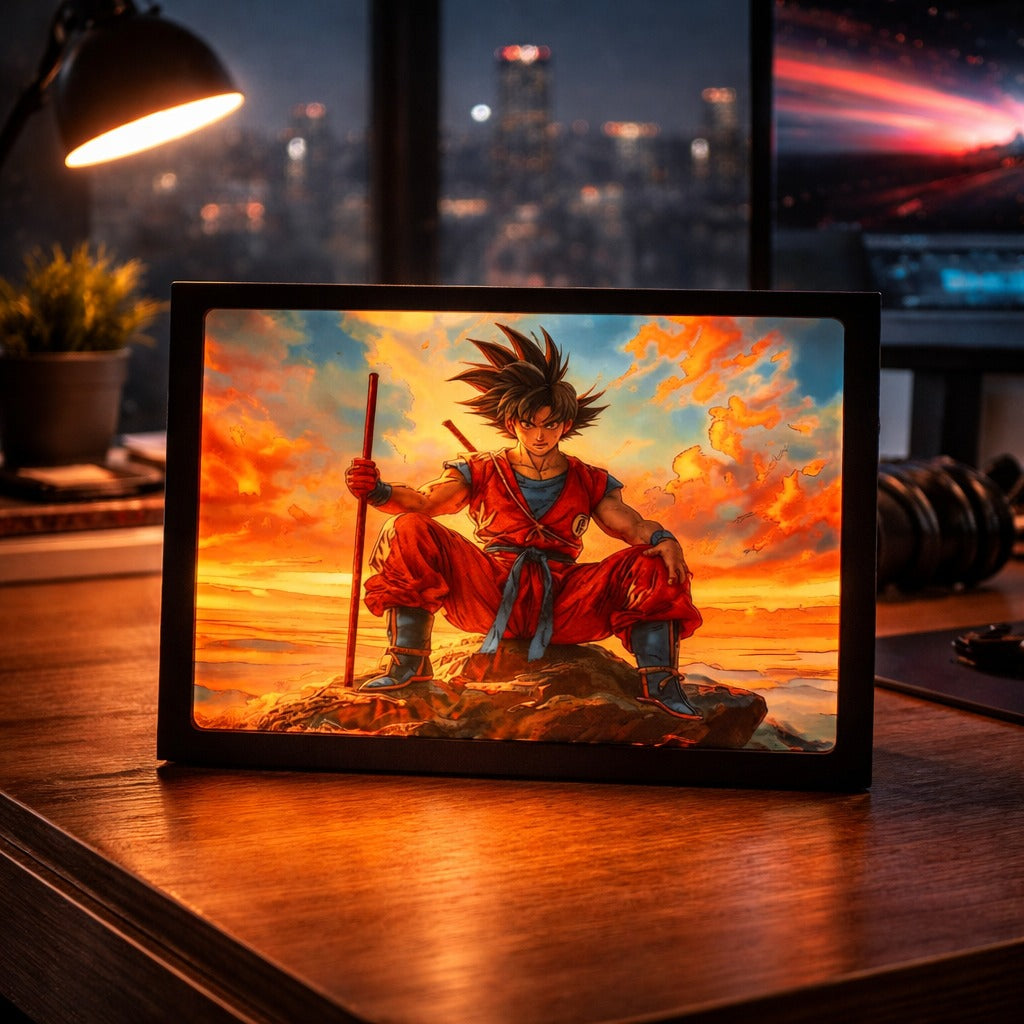 Sitting Goku Anime LED Light Frame