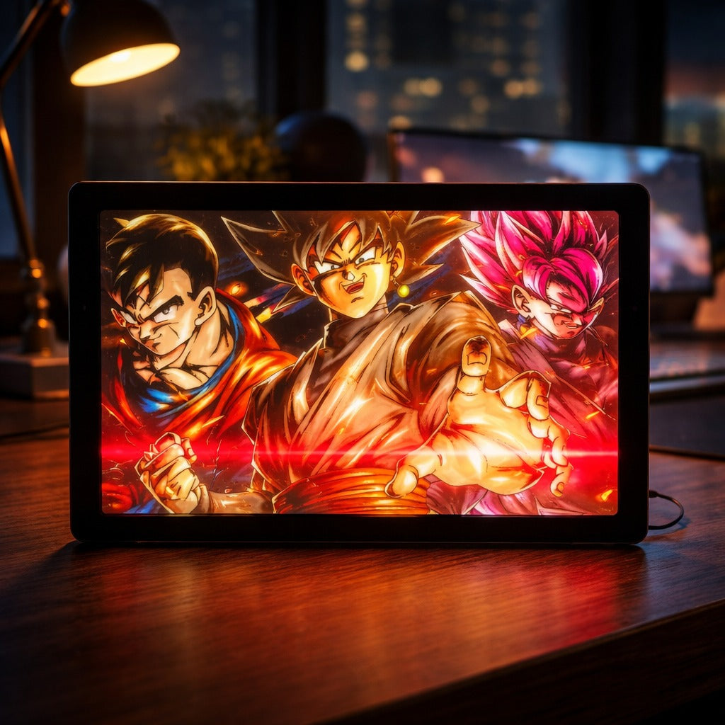 Black Goku Power Up Anime LED Light Frame