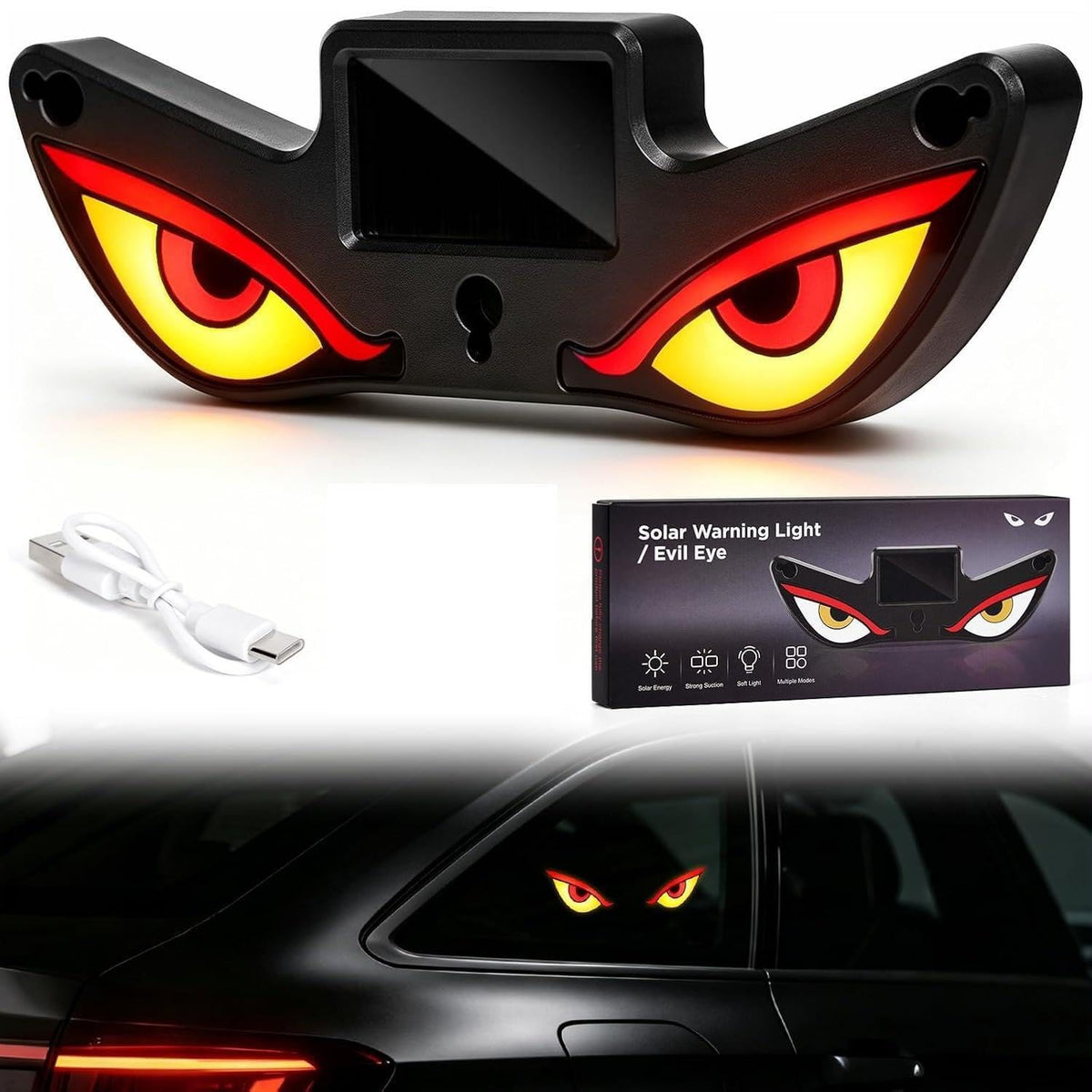 Solar Evil Eye Warning Light – LED Safety Light for Cars & Bikes