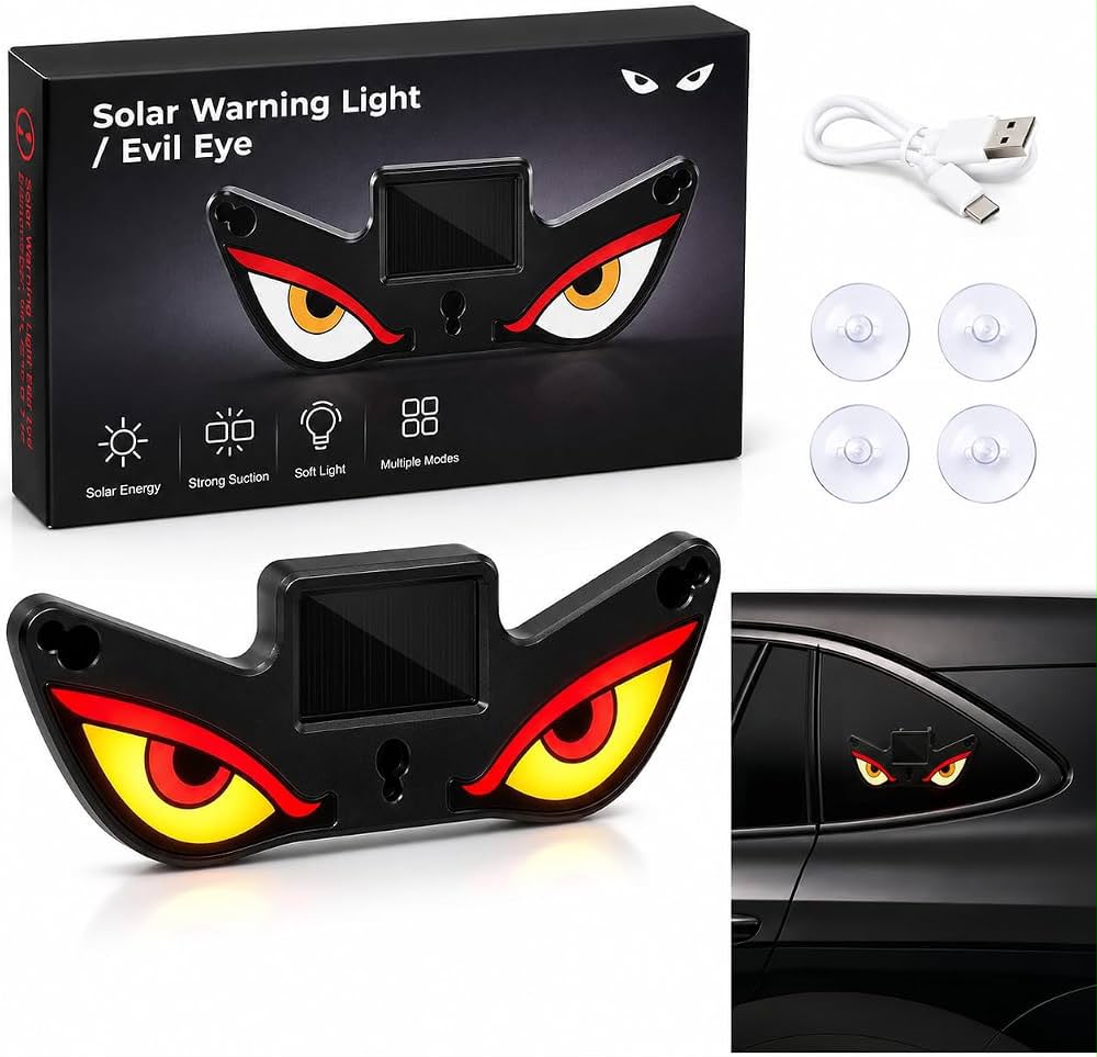 Solar Evil Eye Warning Light – LED Safety Light for Cars & Bikes